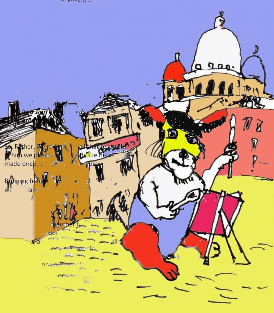 Dog in Montmartre. Sacré Cur by Patrick Cogswell